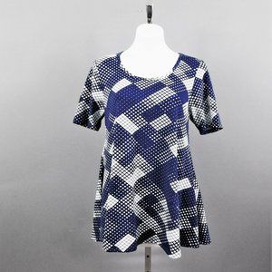 LulaRoe Women Shirt Blue White S